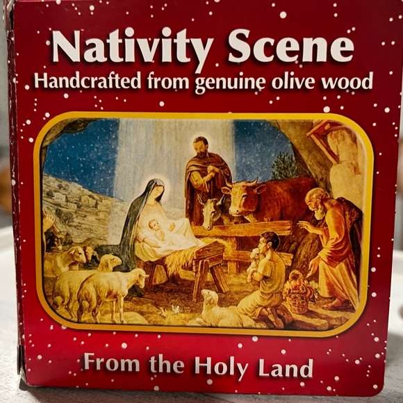Genuine Olive Wood Small Nativity Scene Ornament Israel Holy Land In Box - Picture 6 of 14